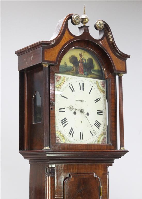 An early 19th century mahogany eight day longcase clock, 6ft 11in.